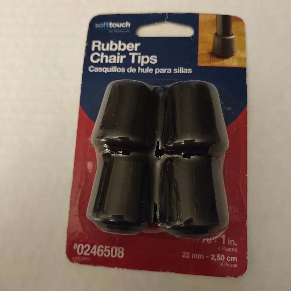 Softtouch Rubber Chair Tips 22mm 2.50cm Black 3 Packs Of 4 Pieces-NEW